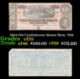 1864 $10 Confederate States Note, T68 Grades vf++