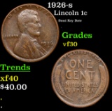 1926-s Lincoln Cent 1c Grades vf++