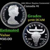 Proof 1982 Silver Regina Centennial Canada Dollar $1 Grades GEM++ Proof Deep Cameo