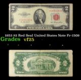 1953 $2 Red Seal United States Note Fr-1509 Grades vf+