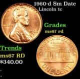 1960-d Sm Date Lincoln Cent 1c Grades GEM++ Unc RD
