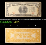 1942 Philippines (Japanese WWII Occupation) 5 Pesos Banknote P#?107 Grades vf+
