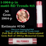 Shotgun Lincoln 1c roll, 1964-p 50 pcs Brandt 50c Wrapper.