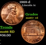 1969-d Lincoln Cent 1c Grades Gem+ Unc RD