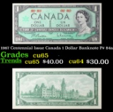 1967 Centennial Issue Canada 1 Dollar Banknote P# 84a Grades Gem CU