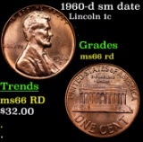 1960-d sm date Lincoln Cent 1c Grades GEM+ Unc RD