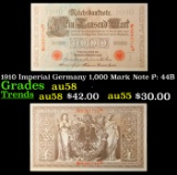 1910 Imperial Germany 1,000 Mark Note P: 44B Grades Choice AU/BU Slider