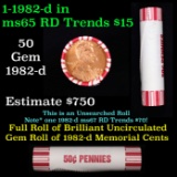 Shotgun Lincoln 1c roll, 1982-d 50 pcs Brandt 50c Wrapper.