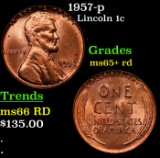 1957-p Lincoln Cent 1c Grades Gem+ Unc RD