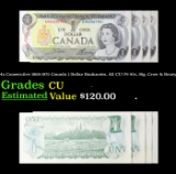 4x Consecutive 1969-1975 Canada 1 Dollar Banknotes, All CU! P# 85c, Sig. Crow & Bouey Grades CU