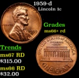 1959-d Lincoln Cent 1c Grades GEM++ RD