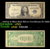 1935A $1 Blue Seal Silver Certificate Fr-1608 Grades vf+
