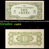 1942 Malaysia (Japanese WWII Occupation) 10 Cents Banknote P#?M3 Grades Choice CU