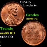 1957-p Lincoln Cent 1c Grades GEM+ Unc RD