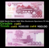 2008 North Korea 1000 Won Banknote Specimen P# 64s Grades Gem CU