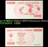 2006-2008 Zimbabwe 10 Million Dollars (ZWN) Emergency Bearer Check Notes P# 55a Grades vf++