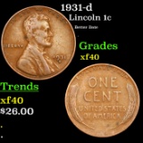 1931-d Lincoln Cent 1c Grades xf