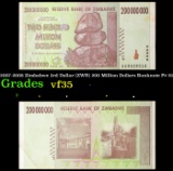 2007-2008 Zimbabwe 3rd Dollar (ZWR) 200 Million Dollars Banknote P# 81 Grades vf++