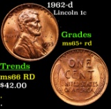 1962-d Lincoln Cent 1c Grades Gem+ Unc RD