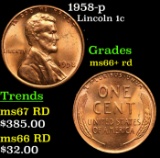 1958-p Lincoln Cent 1c Grades GEM++ RD