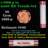Shotgun Lincoln 1c roll, 1988-p 50 pcs Brandt 50c Wrapper.