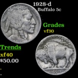 1928-d Buffalo Nickel 5c Grades vf++