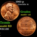 1961-p Lincoln Cent 1c Grades Gem+ Unc RD