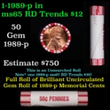 Shotgun Lincoln 1c roll, 1989-p 50 pcs Brandt 50c Wrapper.