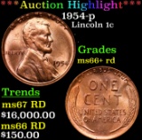 ***Auction Highlight*** 1954-p Lincoln Cent 1c Graded GEM++ RD By USCG (fc)