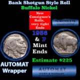 Buffalo Nickel Shotgun Roll in Old Bank Style 'Abbott Coin Counter AutoMat' Wrapper 1936 & p Mint En