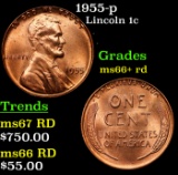 1955-p Lincoln Cent 1c Grades GEM++ RD
