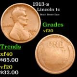 1913-s Lincoln Cent 1c Grades vf++