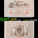 1910 Imperial Germany 1,000 Mark Note P: 44A Grades Select AU