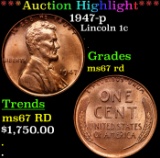 ***Auction Highlight*** 1947-p Lincoln Cent 1c Graded GEM++ Unc RD By USCG (fc)