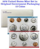 1974 United States Mint Set in Original Government Packaging, 11 Coins Inside!