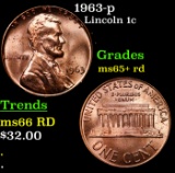 1963-p Lincoln Cent 1c Grades Gem+ Unc RD