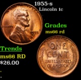 1955-s Lincoln Cent 1c Grades GEM+ Unc RD
