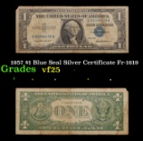 1957 $1 Blue Seal Silver Certificate Fr-1619 Grades vf+