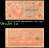 1965 U.S. Military Payment 50 Cents Note P: M60A Grades f+