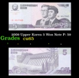 2009 Upper Korea 5 Won Note P: 59 Grades Gem CU
