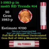 Shotgun Lincoln 1c roll, 1983-p 50 pcs Brandt 50c Wrapper.