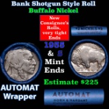 Buffalo Nickel Shotgun Roll in Old Bank Style 'Abbott Coin Counter AutoMat' Wrapper 1935 & s Mint En