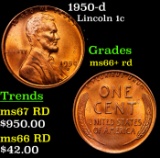 1950-d Lincoln Cent 1c Grades GEM++ RD