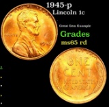 1945-p Lincoln Cent 1c Grades GEM Unc RD