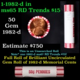 Shotgun Lincoln 1c roll, 1982-d 50 pcs Brandt 50c Wrapper.