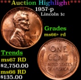 ***Auction Highlight*** 1957-p Lincoln Cent 1c Graded GEM++ RD By USCG (fc)