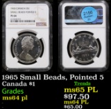 NGC 1965 Small Beads, Pointed 5 Canada Dollar $1 Graded ms64 pl By NGC