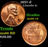 1957-d Lincoln Cent 1c Grades GEM+ Unc RD