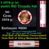 Shotgun Lincoln 1c roll, 1974-p 50 pcs Brandt 50c Wrapper.