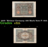 1920  Weimar Germany 100 Mark Note P: 69A Grades vf+